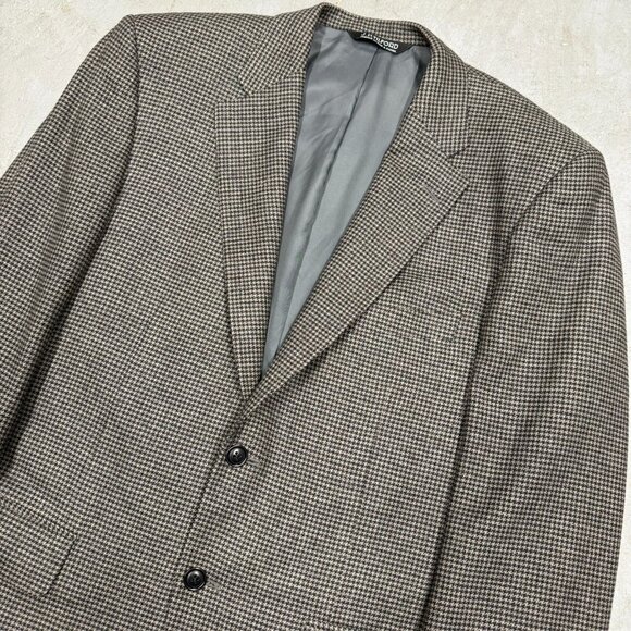Samuelsohn Wool Cashmere Blazer Houndstooth Sport Coat Brown 41R - Picture 2 of 8